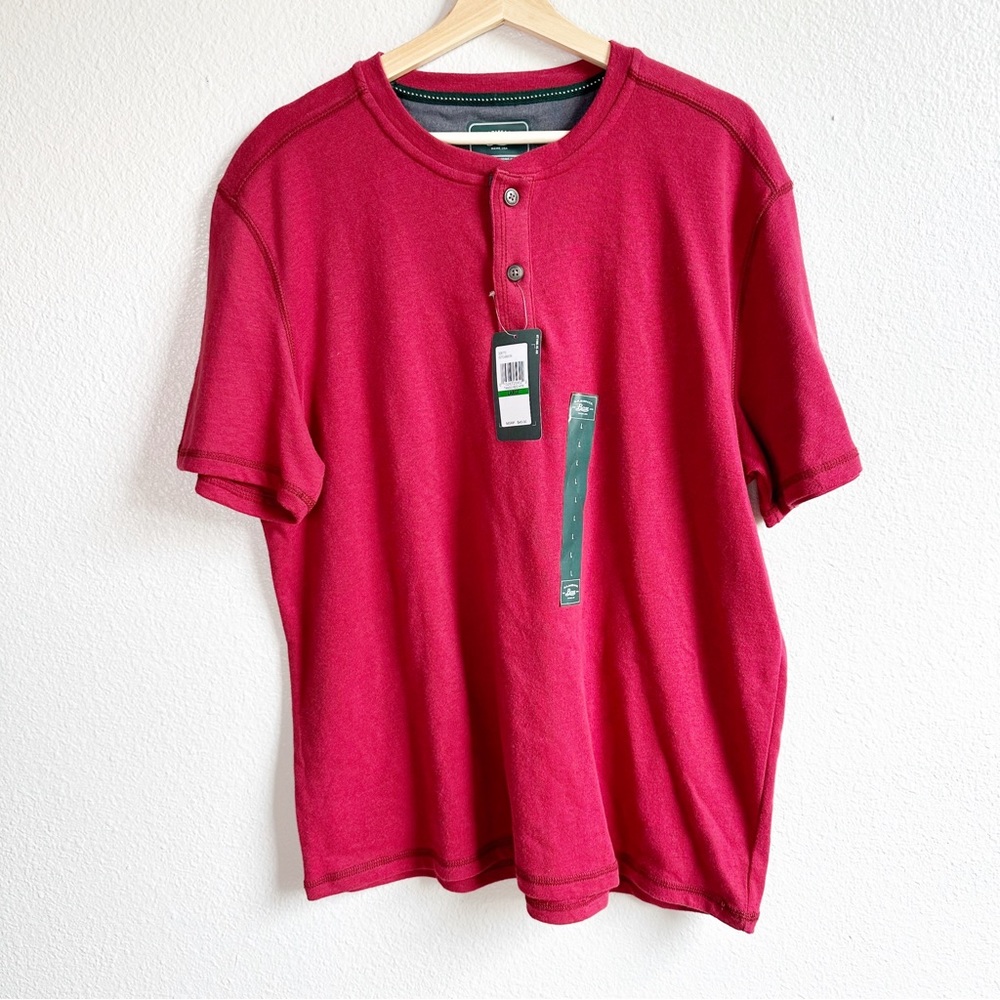 NWT Bass Red Short Sleeve Henley Shirt Men’s Size Large